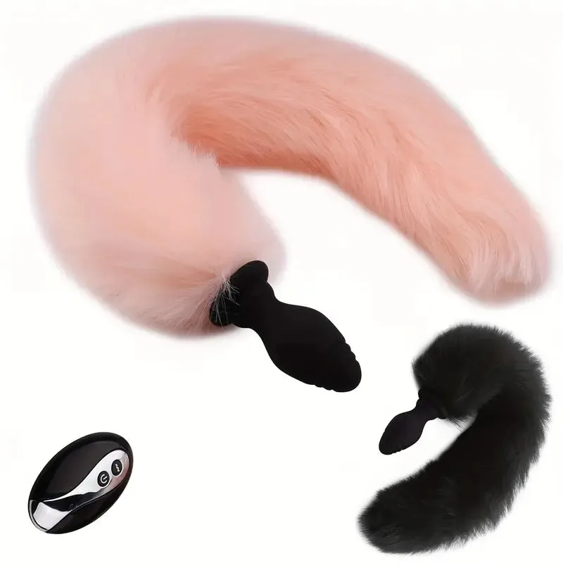 Vibrating Foxtail Anal Butt Plug Remote Control Vibrator Anal Sex Toy
